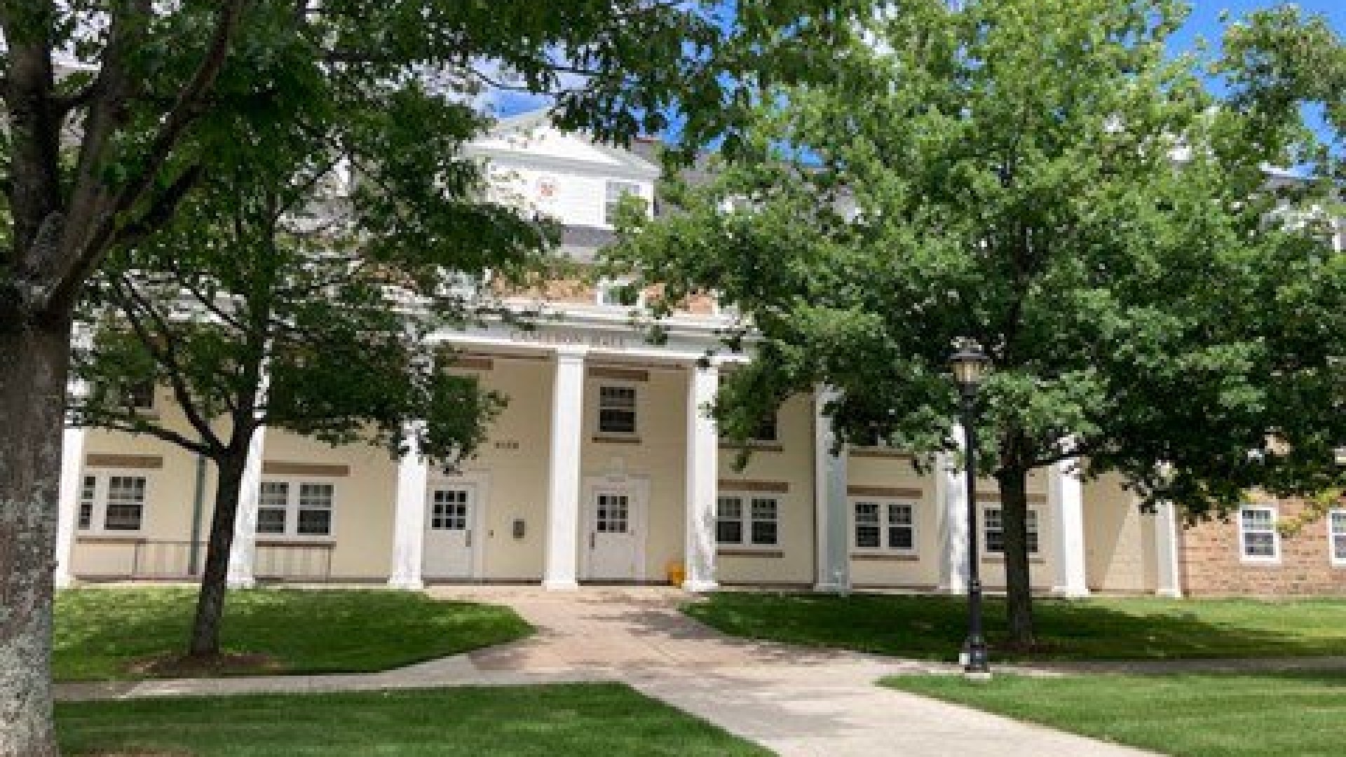 Exterior of Cameron Hall entrance 