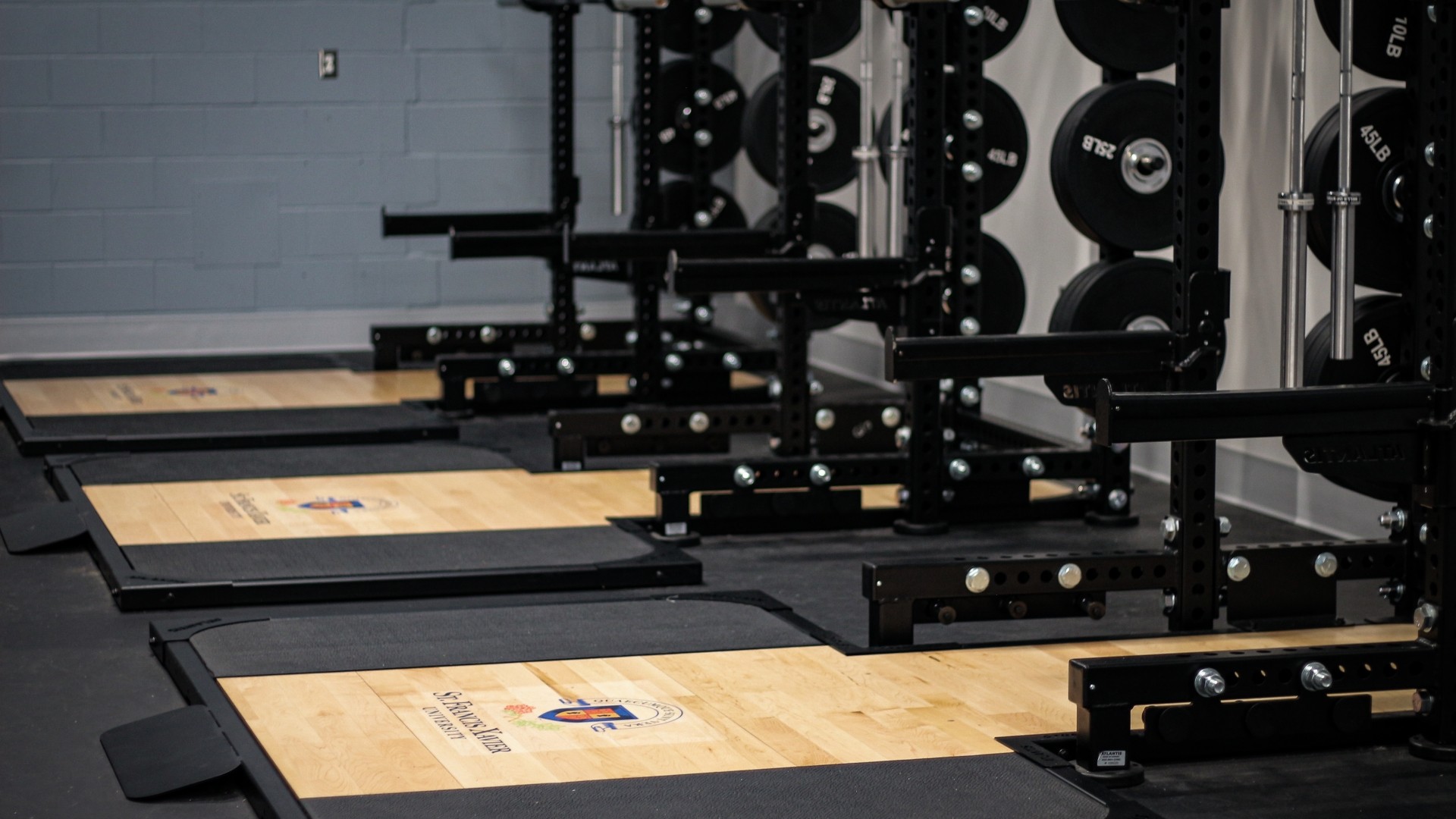 Weight rack in the StFX Fitness Centre