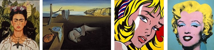 4 images representing modern art