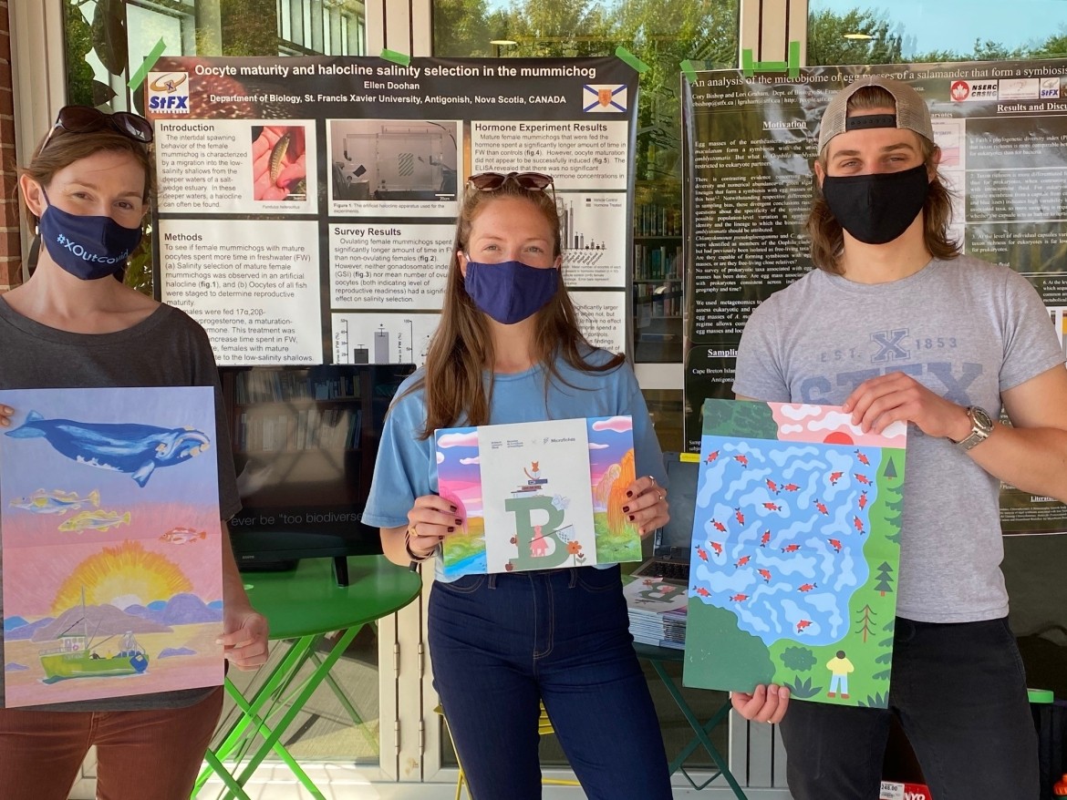 Students Promoting the Science Literacy Week and Showing their Work