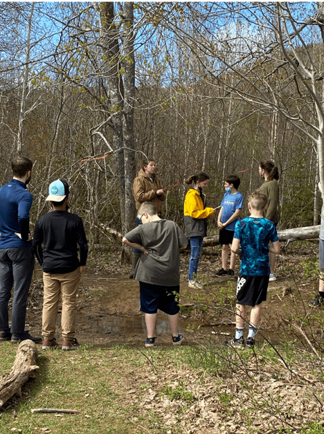 Students on a Field Trip Around Trees