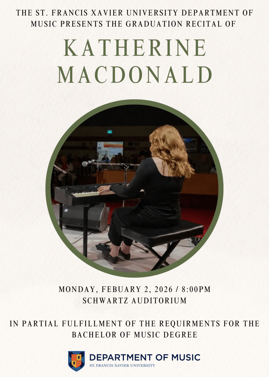 February 2, 2026 @ 8pm - KATHERINE MACDONALD Graduation Recital (Schwartz Auditorium)